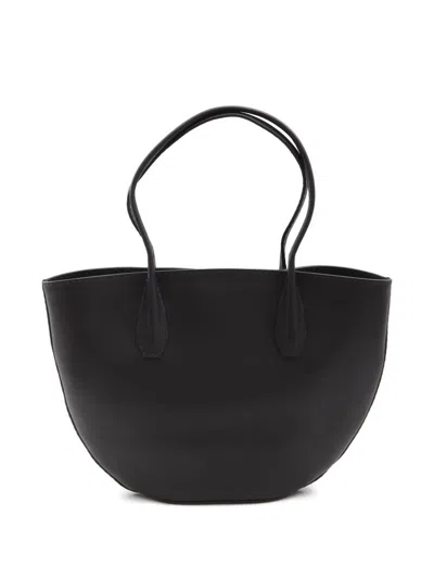 The Row Alger Leather Tote Bag In Black