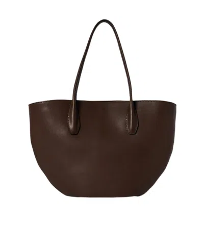 The Row Alger Leather Tote In Brown