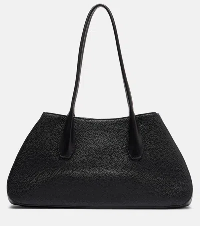The Row Alger Medium Leather Shoulder Bag In Black