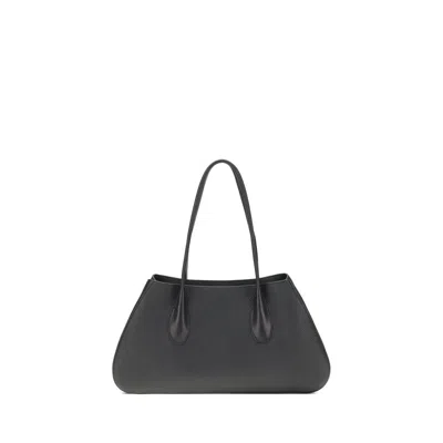 The Row Alger Geometric Shoulder Bag In Leather In Black
