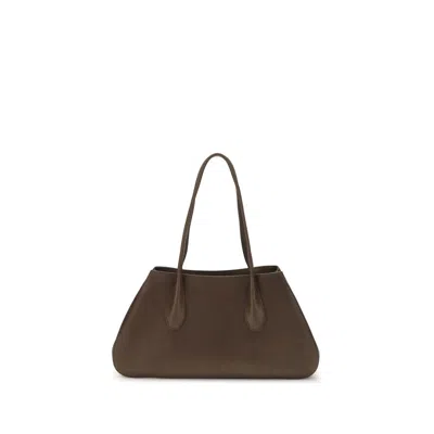 The Row Alger Leather Shoulder Bag In Brown