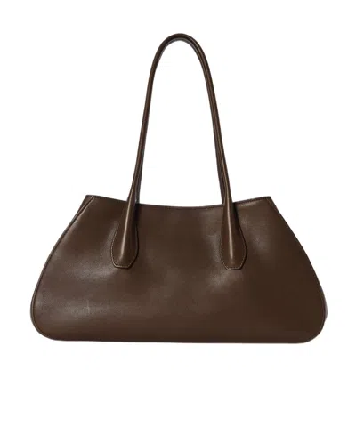 The Row Alger Shoulder Bag In Leather In Brown