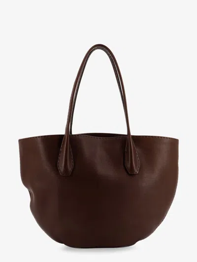 The Row Alger Tote Leather Shoulder Bag In Brown