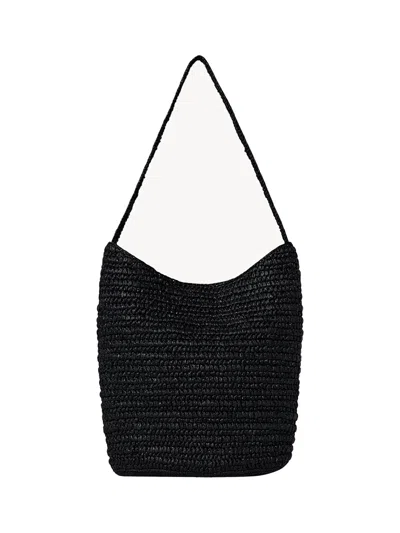 The Row Alma Shoulder Raffia Bag Black