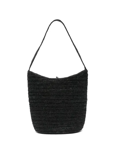 The Row Alma Woven Shoulder Bag In Black