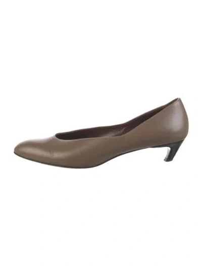 Pre-owned The Row Almond Leather Pumps In Brown