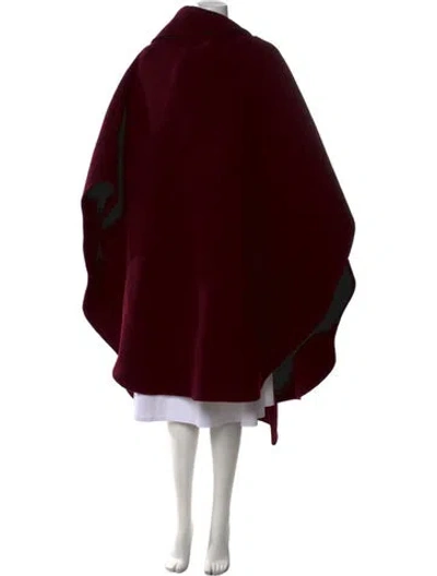 Pre-owned The Row Alondra Wool Cape In Burgundy