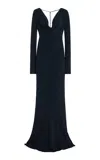 The Row Altan Draped Silk Gown In Blue