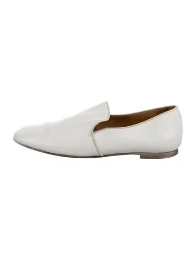 Pre-owned The Row Alys Leather Loafers In Brown/white