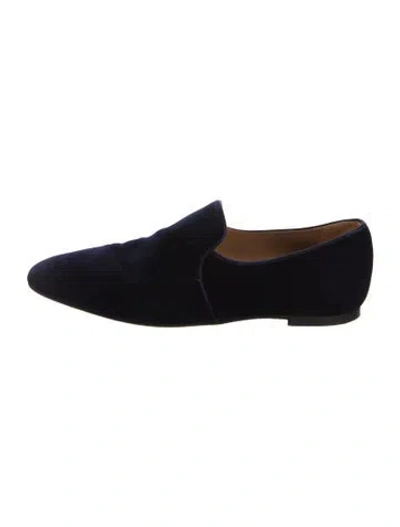 Pre-owned The Row Alys Velvet Loafers In Blue