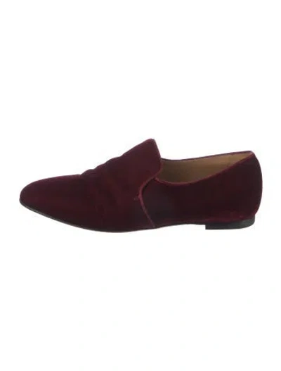 Pre-owned The Row Alys Velvet Loafers In Burgundy