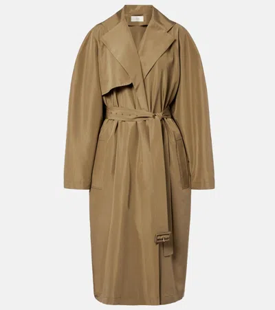 The Row Amapola Silk Trench Coat In Brown