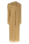 The Row Amede Long Sleeve Dress Belted Waist In Sand