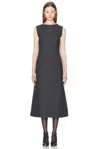 The Row Amor Wool And Cashmere-blend Midi Dress In Dark Grey Melange