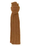 The Row Rectangular Knitted Ribbed Scarf In Brown