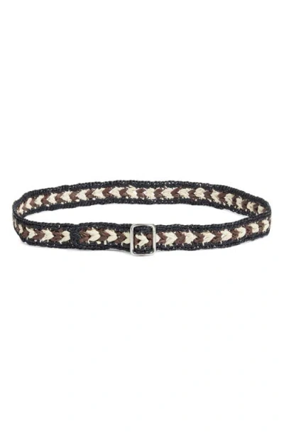 The Row Ana Woven Straw Belt In Black/dark Brown/ivory Ans