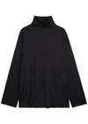 The Row Anapolis Turtle-neck Silk And Cotton-blend Top In Black