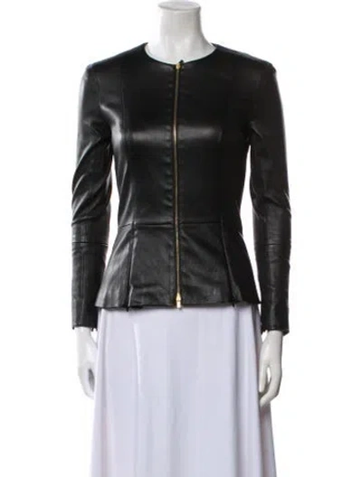 Pre-owned The Row Anasta Leather Biker Jacket In Blue