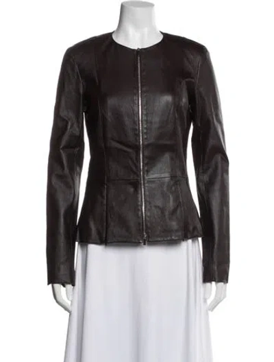 Pre-owned The Row Anasta Leather Biker Jacket Leather Biker Jacket In Burgundy