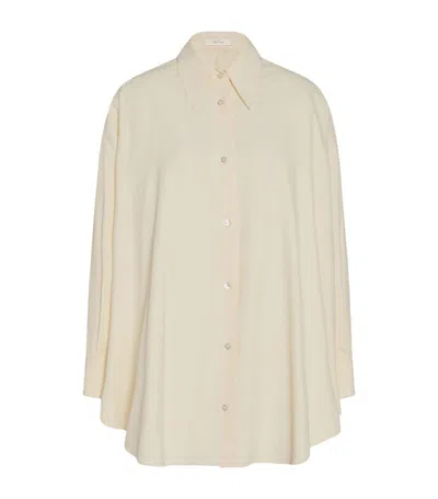 The Row Nomoon Jacquard Silk Poplin Shirt In Neutrals