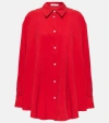 The Row Andra Oversized Silk Shirt In Goji Berry