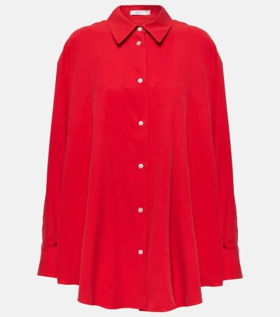 The Row Andra Silk Shirt In Goji Berry