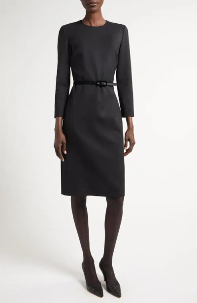 THE ROW THE ROW ANGELINE BELTED DOUBLE FACE STRETCH WOOL SHEATH DRESS