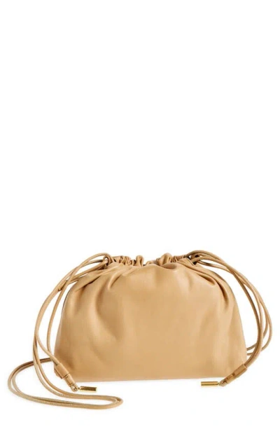 The Row Angy Leather Drawstring Shoulder Bag In Cream