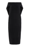 The Row Anitas Cape-detailed Wool Gabardine Midi Dress