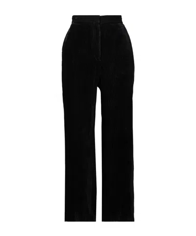 The Row Anker Ribbed Velvet Straight-leg Pants In Black