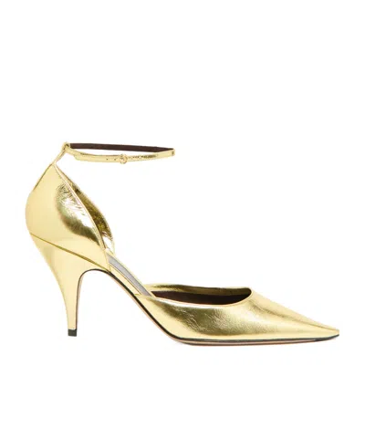 The Row Ankle Strap Buckle High Heels In Gold