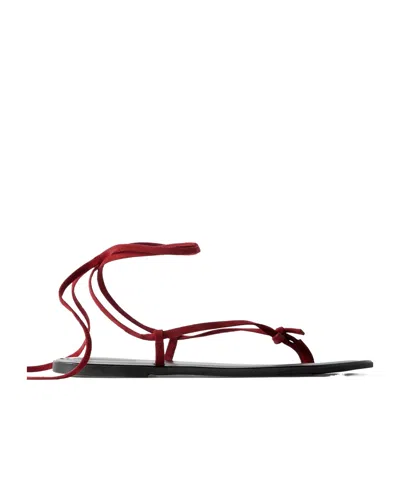 The Row Ankle Strap Flat Sandals In Red