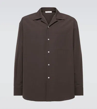 The Row Anthony Cotton Shirt In Brown