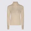 The Row Antique Cream Linen And Silk Blend Sweater