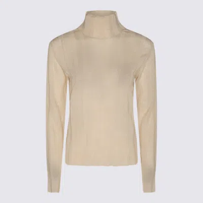 The Row Antique Cream Linen And Silk Blend Sweater