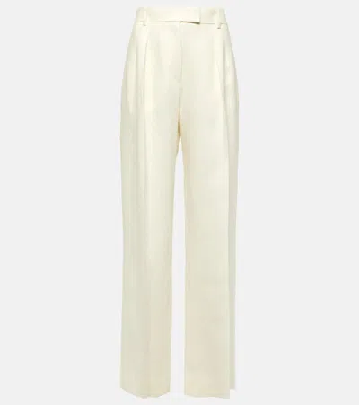 The Row White Linen Wide Trousers