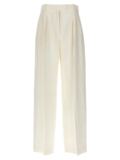 The Row White Linen Wide Trousers