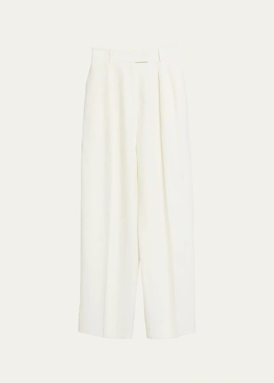 The Row Antone Pleated Linen Wide-leg Trousers In White