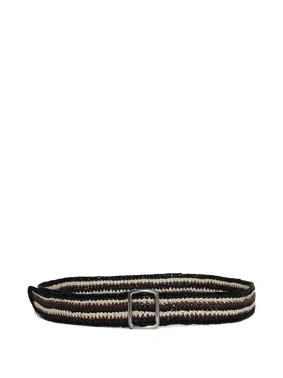 The Row Ara Striped Buckle Belt In Black