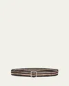The Row Ara Striped Straw Belt In Blackdark Brownivo