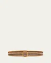 The Row Ara Striped Straw Belt In Natural/dark Brown/i