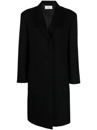 The Row Primat Straight Wool Coat In Aby Abyss