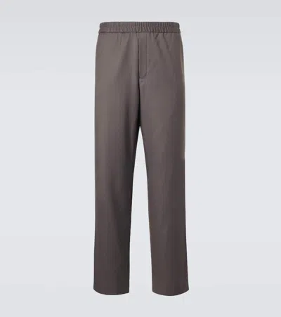 The Row Ari Wool Straight Leg Full Length Pants In Brown