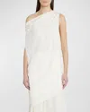 The Row Aria Draped One-shoulder Asymmetric Silk Tunic Top In Ivory