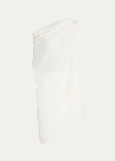 The Row Aria Draped One-shoulder Asymmetric Silk Tunic Top In White