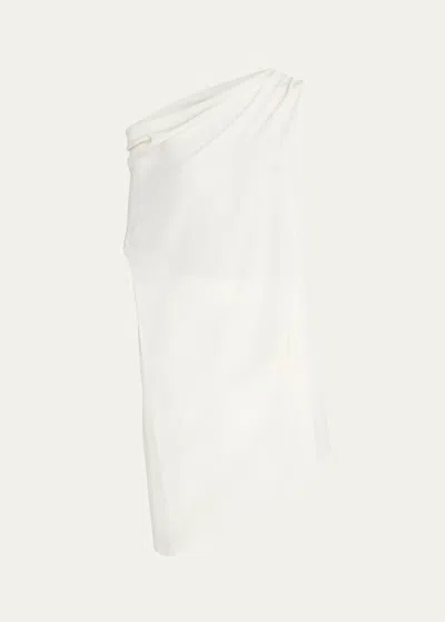 The Row Aria Draped One-shoulder Asymmetric Silk Tunic Top In Ivory