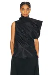 The Row Aria Draped One-shoulder Asymmetric Silk Tunic Top In Black