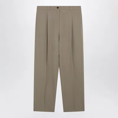 The Row Army Green Wool Gianni Pant In Brown