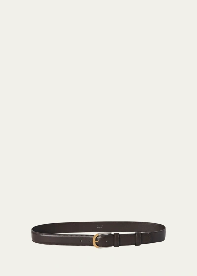 The Row Art Deco Leather Belt In Brown Ans/ang