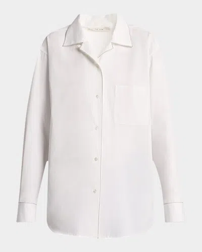 The Row Ashlin Topstitched Button-down Shirt In White